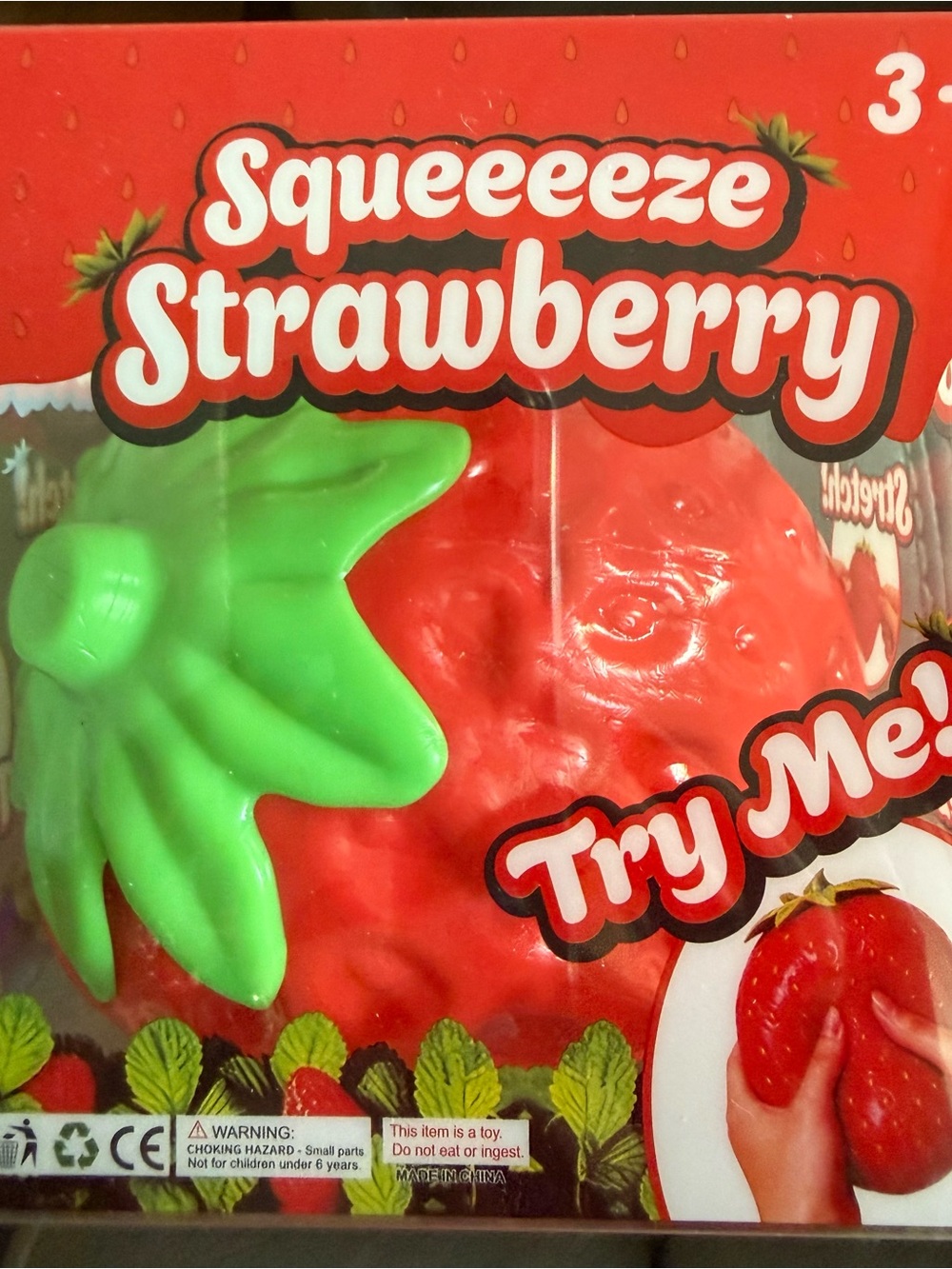 Squeeze Strawberry Stress Toy - Red and Green